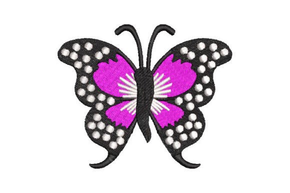 Black Butterfly with Purple Embroidery