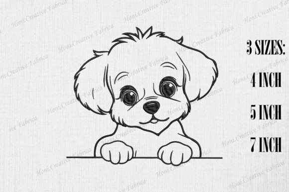 Cute Maltese Dog Peeking Wall Embroidery
