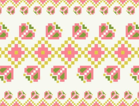 Embroidery Floral Colorful Pattern