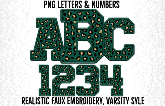 Green Leo Faux Glitter Embroidery PNG