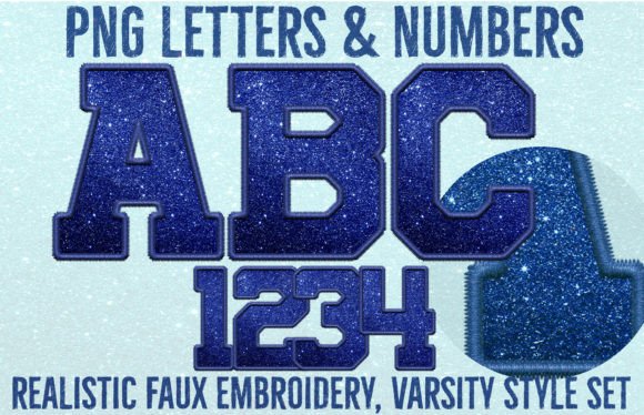Navy Navy Glitter and Embroidery Letters