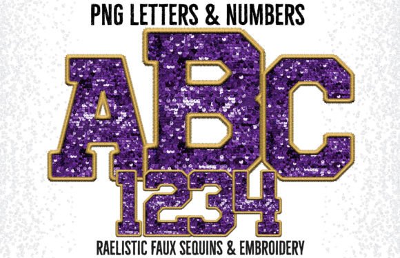 Purple Yellow Faux Embroidery Varsity