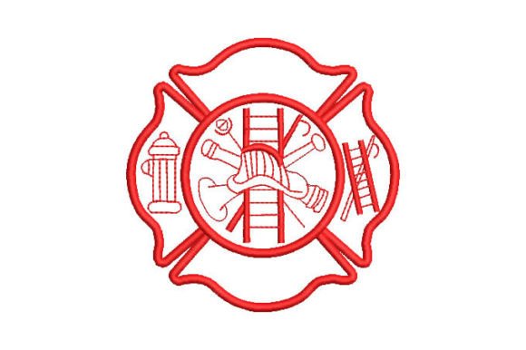 Red Fire Shield Embroidery Designs