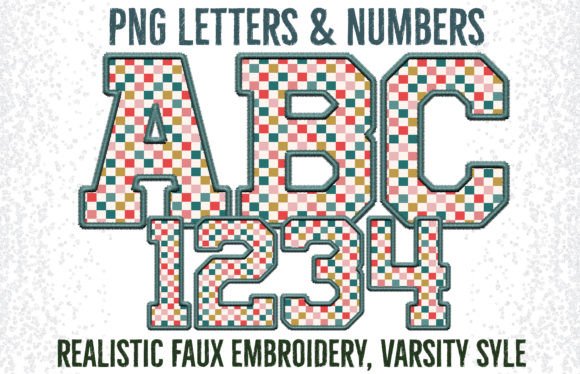 Retro Checkered Faux Embroidery Letters