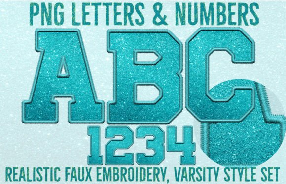 Turquoise Faux Glitter and Embroidery